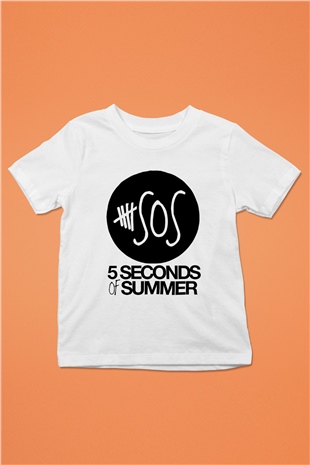 5 Seconds Of Summer SOS Logo Baskılı Beyaz Unisex Çocuk Tişört