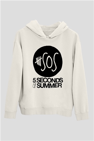 5 Seconds Of Summer SOS Logo Beyaz Unisex Kapşonlu Sweatshirt