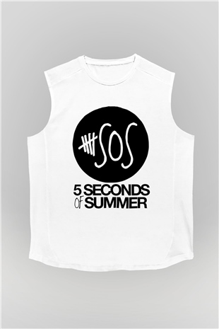 5 Seconds Of Summer SOS Logo Beyaz Unisex Kolsuz Tişört