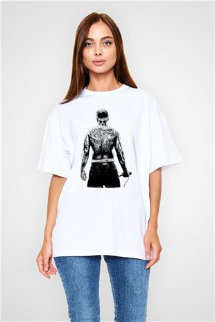 50 Cent - Fifty Cent Baskılı Beyaz Unisex Oversize Tişört - Tshirt