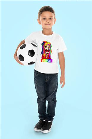 6ix9ine Baskılı Beyaz Unisex Beyaz Çocuk Tişört - Tshirt