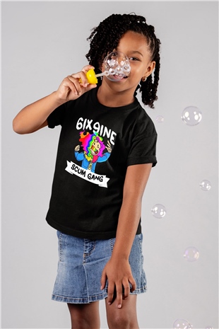 6ix9ine Baskılı Unisex Siyah Çocuk Tişört - Tshirt