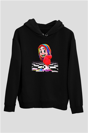 6ix9ine Baskılı Unisex Siyah Hoodie