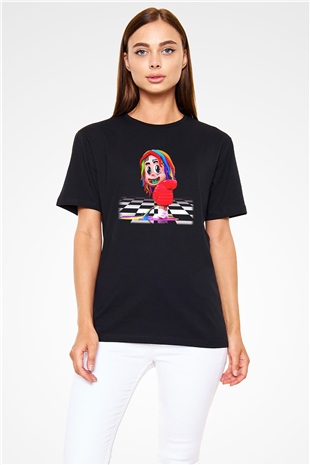 6ix9ine Baskılı Unisex Siyah Tişört - Tshirt