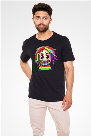6ix9ine Baskılı Unisex Siyah Tişört - Tshirt