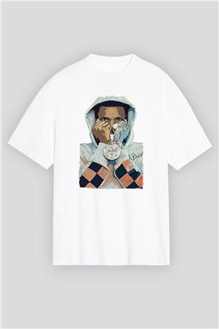A Boosie Wit Da Hoodie Baskılı Beyaz Unisex Oversize Tişört - Tshirt
