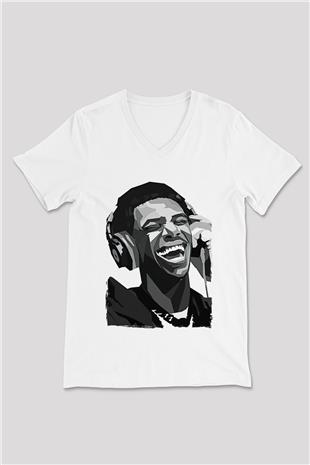 A Boosie Wit Da Hoodie Baskılı Beyaz Unisex V Yaka Tişört - Tshirt