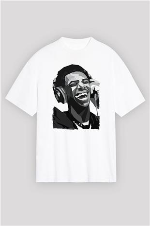 A Boosie Wit Da Hoodie Baskılı Beyaz Unisex Oversize Tişört - Tshirt