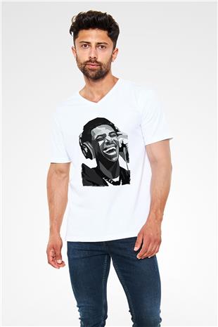 A Boosie Wit Da Hoodie Baskılı Beyaz Unisex V Yaka Tişört - Tshirt