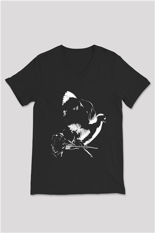 A Boosie Wit Da Hoodie Baskılı Unisex Siyah V Yaka Tişört - Tshirt