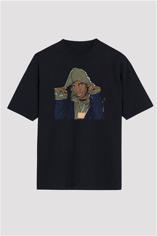 A Boosie Wit Da Hoodie Baskılı Unisex Siyah Oversize Tişört - Tshirt