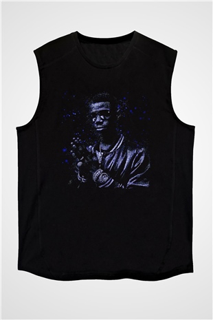 A Boosie Wit Da Hoodie Baskılı Unisex Siyah Kolsuz Tişört - Tshirt