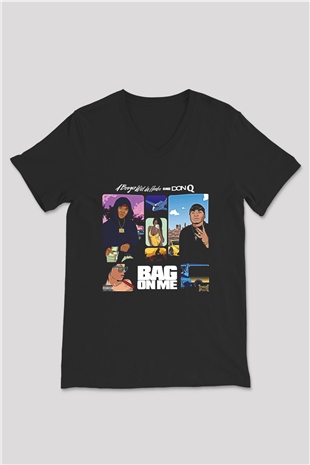 A Boosie Wit Da Hoodie Baskılı Unisex Siyah V Yaka Tişört - Tshirt