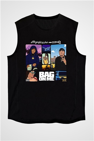 A Boosie Wit Da Hoodie Baskılı Unisex Siyah Kolsuz Tişört - Tshirt