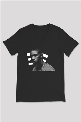 A Boosie Wit Da Hoodie Baskılı Unisex Siyah V Yaka Tişört - Tshirt