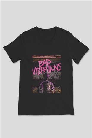 A Day To Remember Bad Vibrations Siyah Unisex V Yaka Tişört T-Shirt