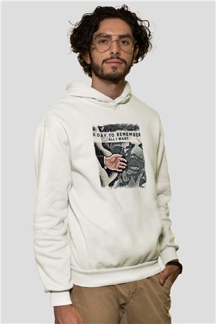 A Day to remember Baskılı Unisex Beyaz Hoodie