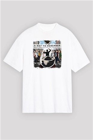 A Day to remember Baskılı Unisex Beyaz Oversize Tişört
