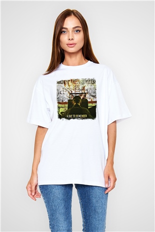 A Day to remember Baskılı Unisex Beyaz Oversize Tişört