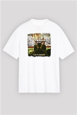 A Day to remember Baskılı Unisex Beyaz Oversize Tişört