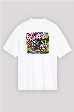 A Day to remember Baskılı Unisex Beyaz Oversize Tişört