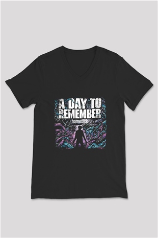 A Day to remember Baskılı Unisex Siyah V Yaka Tişört