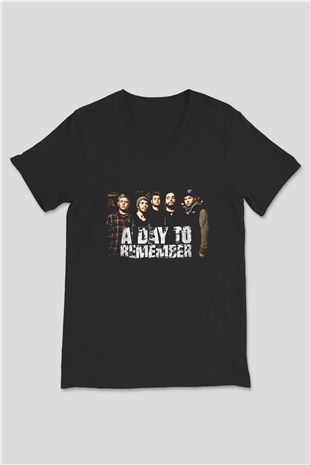 A Day to remember Baskılı Unisex Siyah V Yaka Tişört