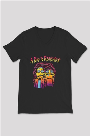 A Day to remember Baskılı Unisex Siyah V Yaka Tişört