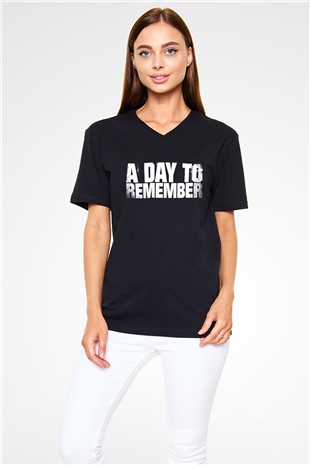 A Day To Remember Siyah Unisex V Yaka Tişört T-Shirt
