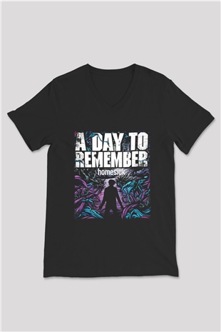 A Day To Remember Siyah Unisex V Yaka Tişört T-Shirt