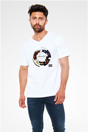 A Perfect Circle Baskılı Unisex Beyaz V Yaka Tişört