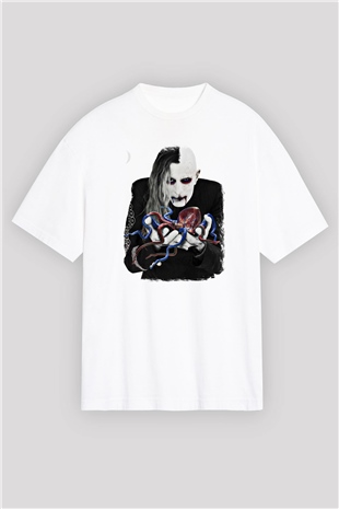 A Perfect Circle Baskılı Unisex Beyaz Oversize Tişört
