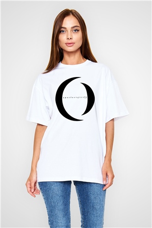 A Perfect Circle Baskılı Unisex Beyaz Oversize Tişört
