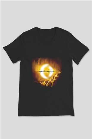 A Perfect Circle Baskılı Unisex Siyah V Yaka Tişört