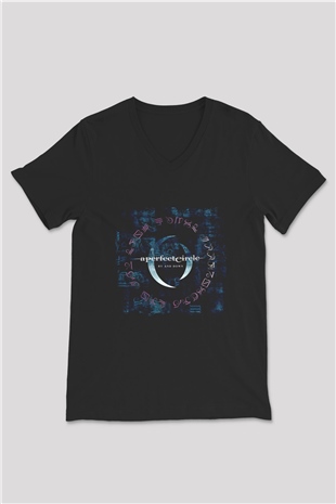 A Perfect Circle Baskılı Unisex Siyah V Yaka Tişört