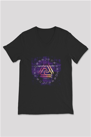 A Perfect Circle Baskılı Unisex Siyah V Yaka Tişört