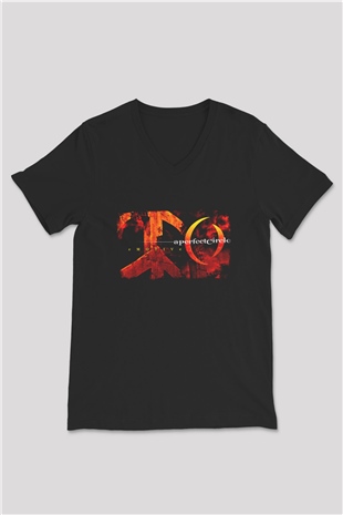 A Perfect Circle Baskılı Unisex Siyah V Yaka Tişört