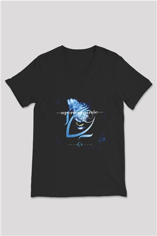 A Perfect Circle Baskılı Unisex Siyah V Yaka Tişört