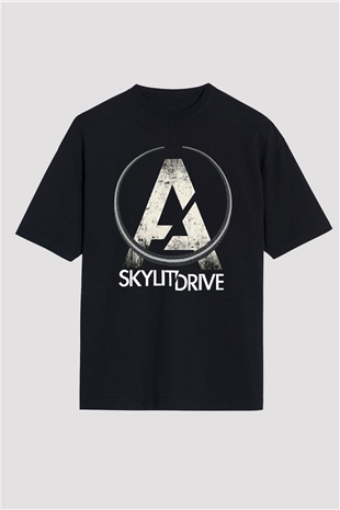 A Skylit Drive Baskılı Unisex Siyah Oversize Tişört - Tshirt