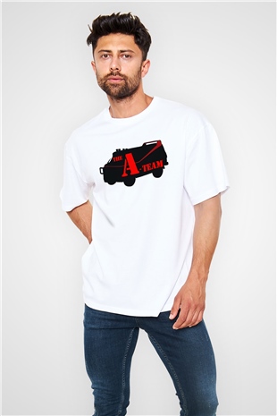 A-Team Beyaz Unisex Oversize Tişört T-Shirt
