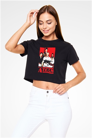 A-Team Siyah  Crop Top Tişört