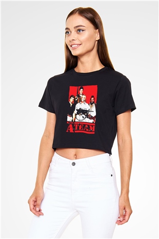 A-Team Siyah  Crop Top Tişört