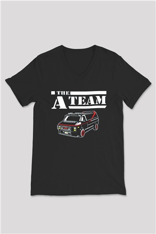 A-Team Siyah Unisex V Yaka Tişört