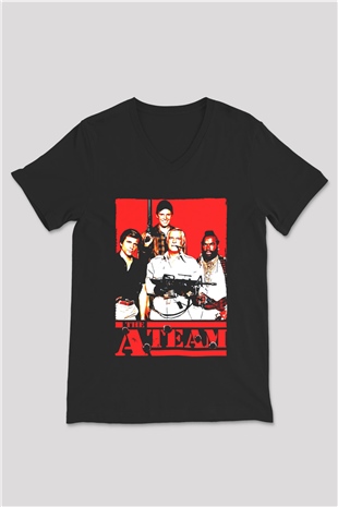 A-Team Siyah Unisex V Yaka Tişört