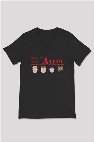 A-Team Siyah Unisex V Yaka Tişört