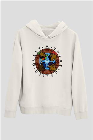 A Tribe Called Quest Baskılı Beyaz Unisex Kapüşonlu Sweatshirt