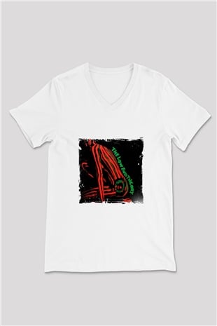 A Tribe Called Quest Baskılı Beyaz V Yaka Unisex Tişört