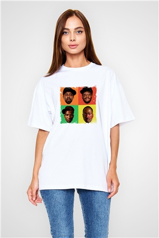 A Tribe Called Quest Baskılı Oversize Beyaz Tişört