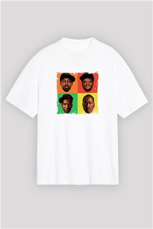A Tribe Called Quest Baskılı Oversize Beyaz Tişört