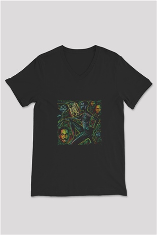 A Tribe Called Quest Baskılı Unisex Siyah V Yaka Tişört
